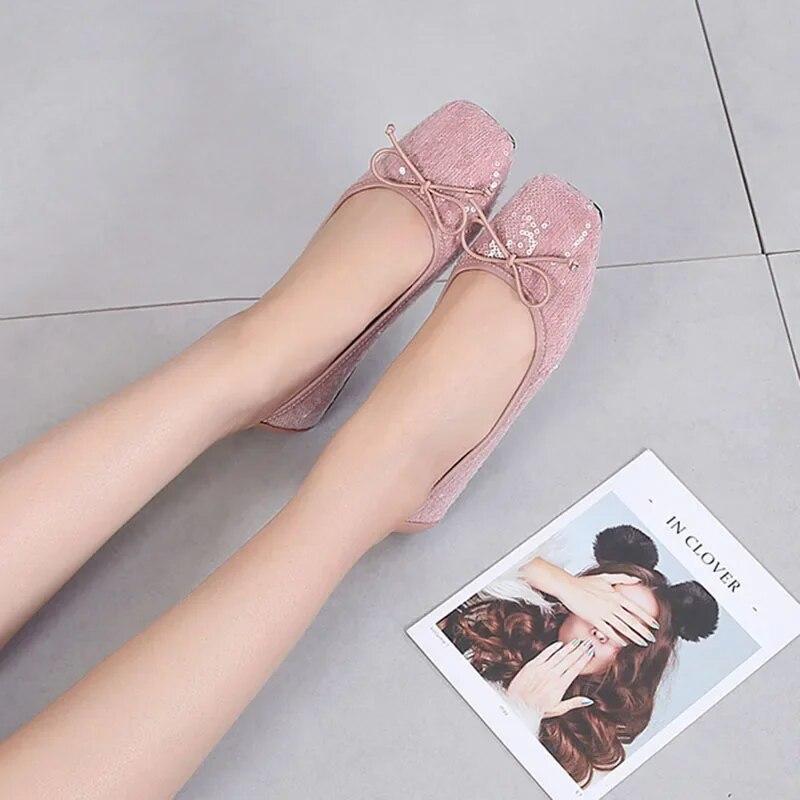 Spring Summer Women Flats Elegant Ladies Flat Shoes Pink Black Plus Size 42