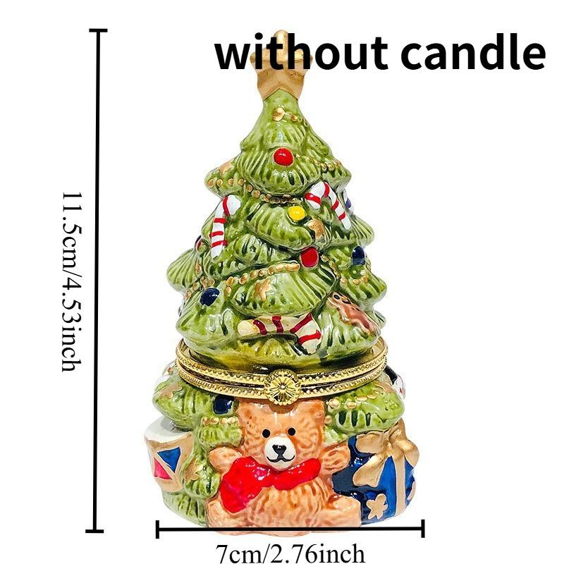 1pc Christmas Tree Candle Holder Festive Decor Painted Ornament Aromatherapy Cup Scented Container for Holiday Atmosphere