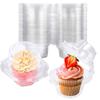 Individual Dessert Packages in Clear Plastic with Hinged Domed Covers and Fold-Over Fasteners for Takeout Display