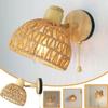 New Retro Hemp Rope Woven Wooden Wall Lamp Bedroom Bedside Lamp Living Room Dining Room Study Decorative Lighting E27
