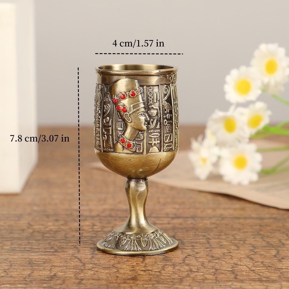 European Liquor Cup, Alloy Light Luxury Carved Pattern Goblet, Retro Mini Vodka Tumbler,  Creative Gift Home Decoration, 1pcs