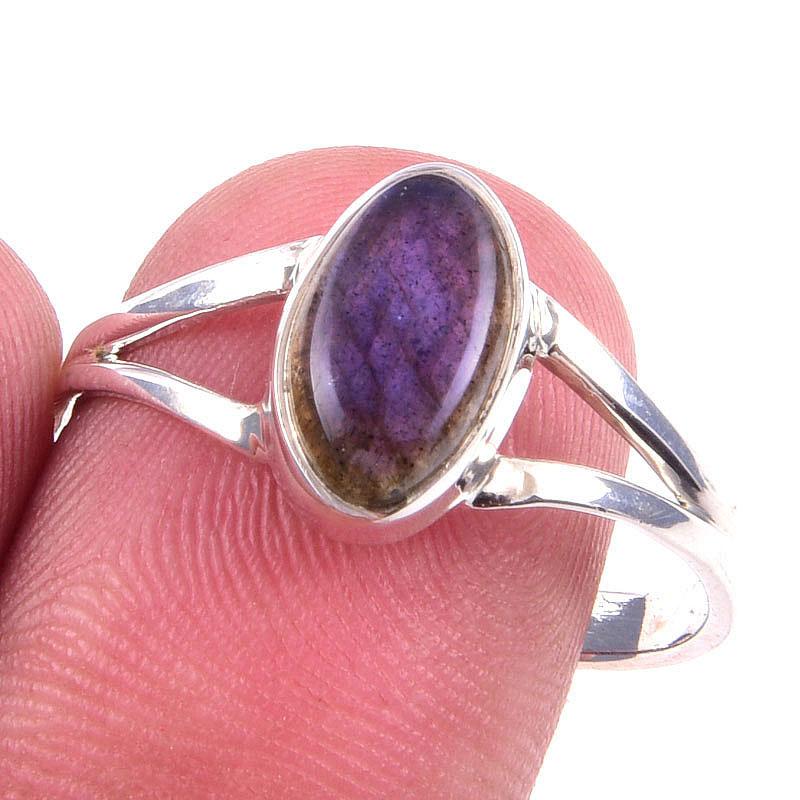 

Natural Labradorite Gemstone Handmade 925 Solid Sterling Silver Ring S.10 O3k39