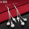 925 Sterling Silver Snake Chain Bead Pierced Earrings Fashion Jewelry