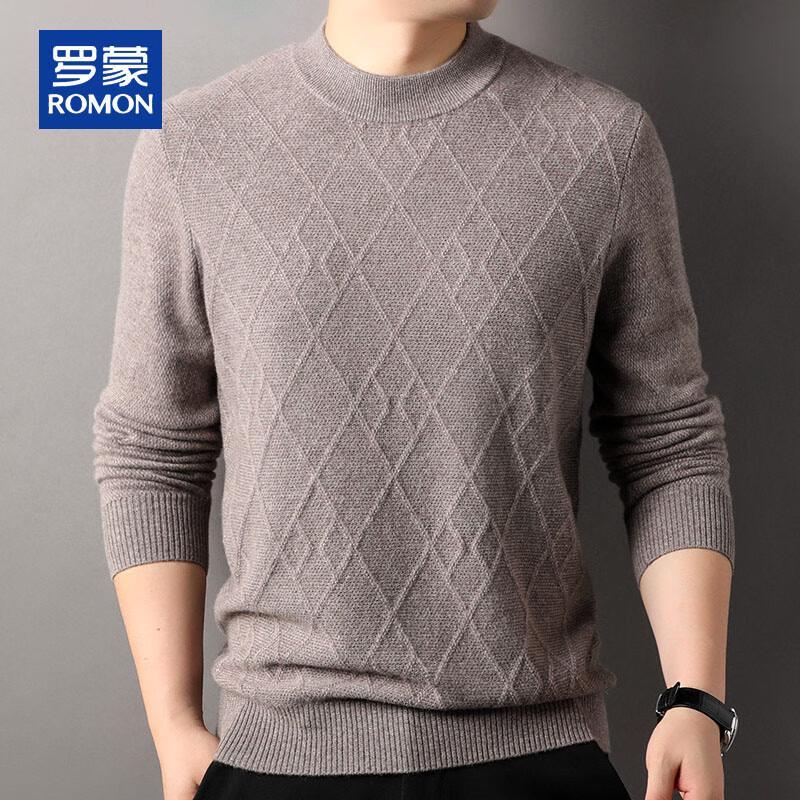 ROMON Men's 100% Cashmere Mock Neck Thick Warm Sweater