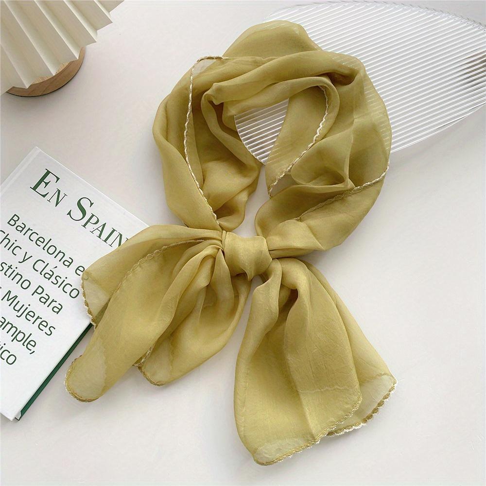 Solid Color Lace Neckerchief Long Scarfs Ribbon Wrist Basic Versatile Thin Head Scarf For Women Simple Headband Fashion Hairband