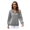 Fall Winter Women Sweatshirt Zipper Turn-down Collar Solid Color Long Sleeve Loose Twisted Texture Thick Warm Pullover Casual La