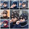 Plush Men's  Beanie Cap Knitted Neck Scarf Hat Simple Winter Hat Scarf Set  Riding
