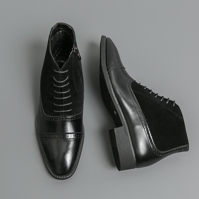 Men Formal Business Ankle Boots Black Brown Leather Shoes High Boots Brogue Boots Large Size