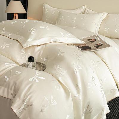 Seidiges Tencel Jacquard Bettbezug-Set - Luxuriöse Sommerbettwäsche mit Schleifendesign