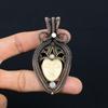 Carved Bone Face Gemstone Pure Copper Wire Wrapped Designer Handmade Pendant Jewelry Gift