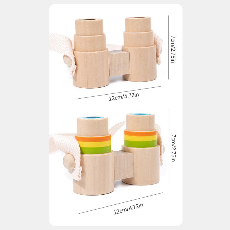 Kids Wooden Binoculars Low Chromatic Aberration Optical Glass Lens Wooden Binoculars for Children Stargazing Toy