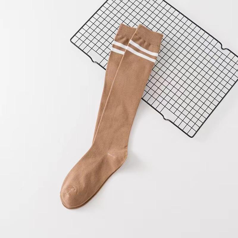 Long Knee High Socks Stockings Women Solid Colors Striped Casual Sports Warm Breathable Calf Socks Korean Fashion Japanese Style