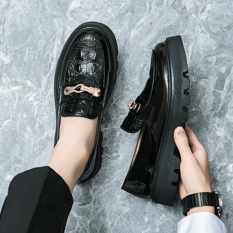 

Мужские туфли на платформе, туфли-лоферы, увеличивающие рост, панк-обувь, уличный стиль, черные кожаные туфли на толстой подошве, размер плюс EU: 45 чёрный