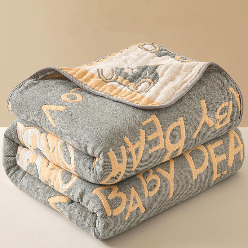 WOSTAR Summer 6 Layer Pure Cotton Muslin Towel Quilt Thin Throw Blanket Cool Bedspread Air-conditioning Cozy Comforter 150x200cm