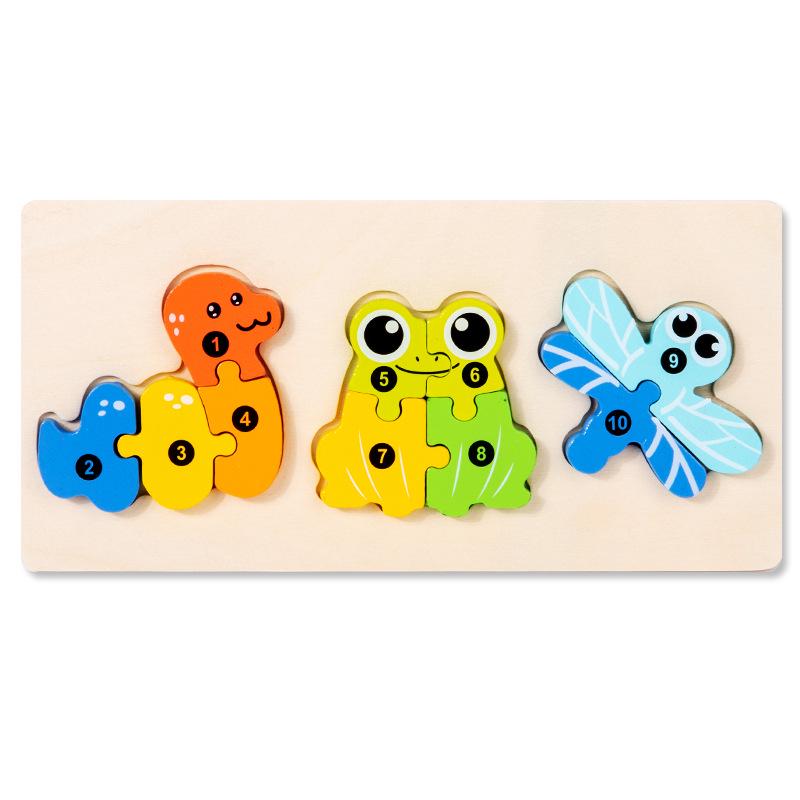 Cross-Border Animal Insect 3D Puzzle Building Blocks – Wooden Educational Toys for Kindergarten