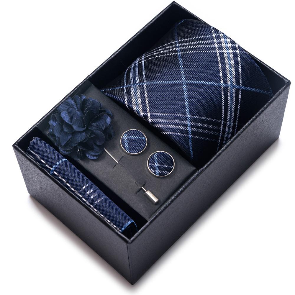 Tie Men'S Suit Accessories Cufflinks Square Scarf Corsage Tie Premium Suit Gift Box Packaging