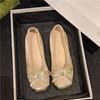 2025 New Color Matching Round Head Retro Bow Single Shoes National Style Light Mouth Soft Sole Ballet Shoes Flat Sole Single Shoes Women