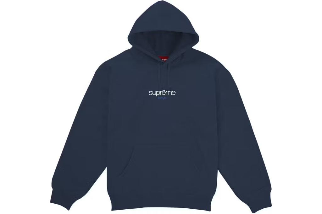 Supreme Classic Logo Shop Hooded Sweatshirt (Tokyo) Navy