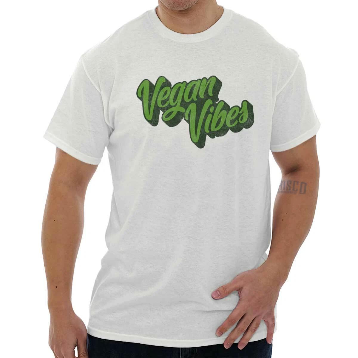 Vintage Retro Healthy Vegan Vibes Saying Womens or Mens Crewneck T Shirt Tee S