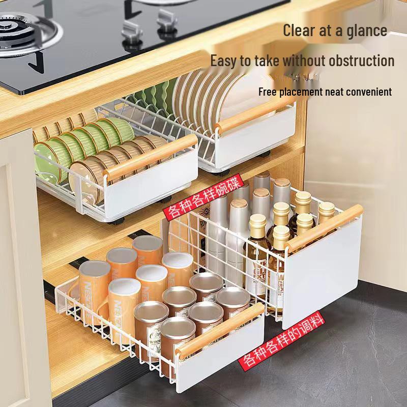 Pull-Out Under-Cabinet Dish Drying Rack and Kitchen Storage Solution