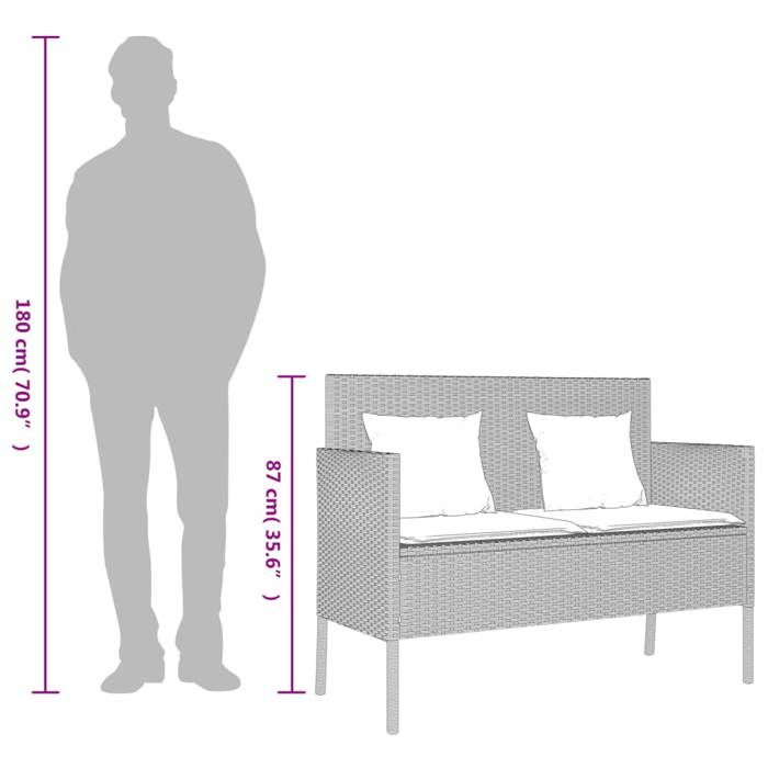 VidaXL Garden Bench with Cushions, Patio Seat, Terrace Chair, Outdoor Backyard Balcony Park Furniture, Grey 365776