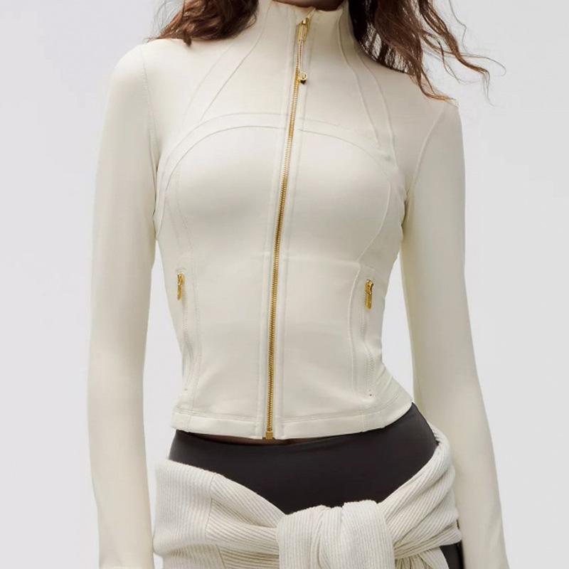 Sports cardigan women's nude fitness clothes stand-up collar long-sleeved jacket shapewear running tights slim yoga clothes