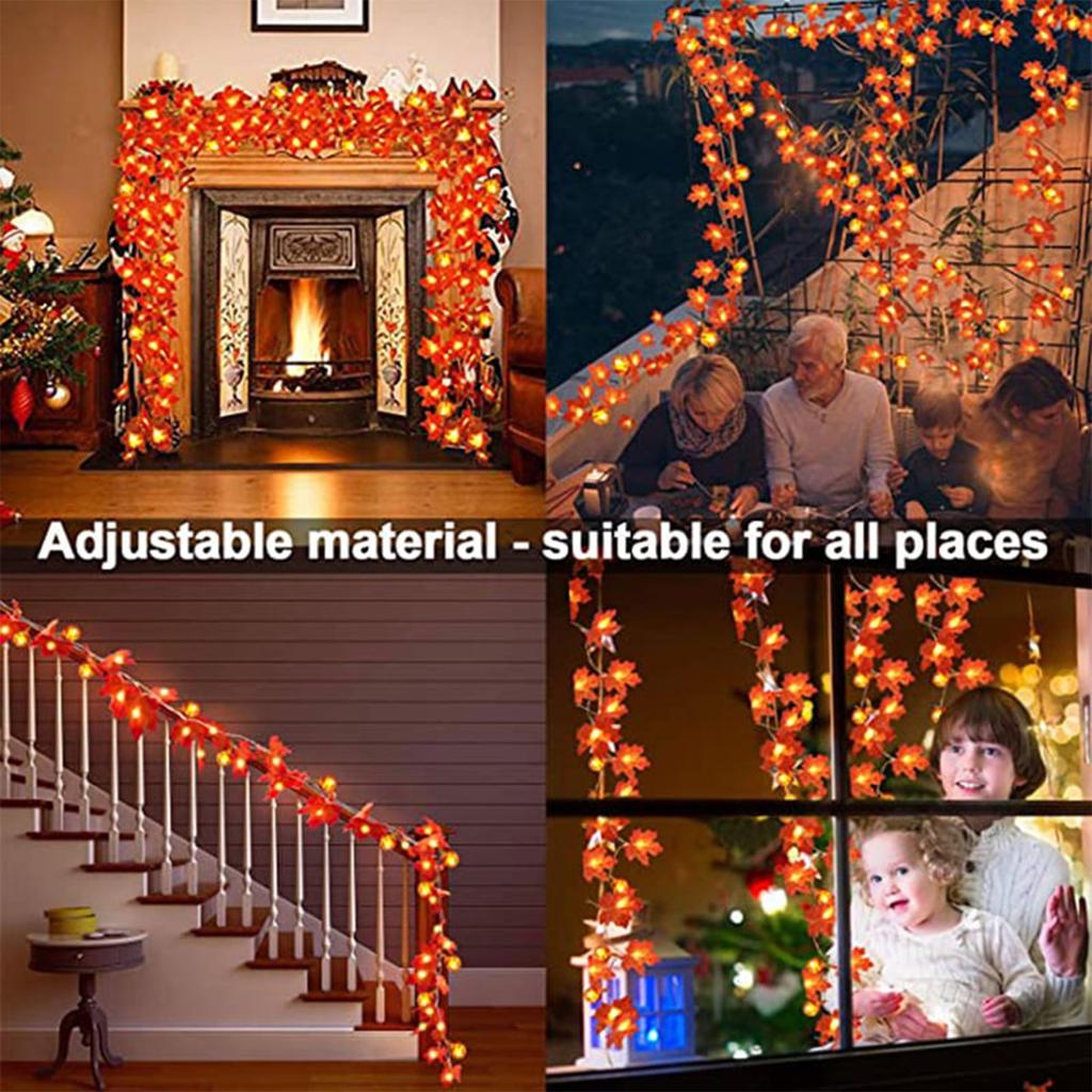 LED Maple Leaf  Light String Halloween Thanksgiving Garden Party Decoration Lights