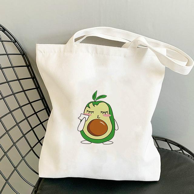 Avocado Bags 2021 Tote for Women Canvas Summer Shopper Bag Women's Handbag Designer Handbags Fabric Printed Shoping Anime Woman