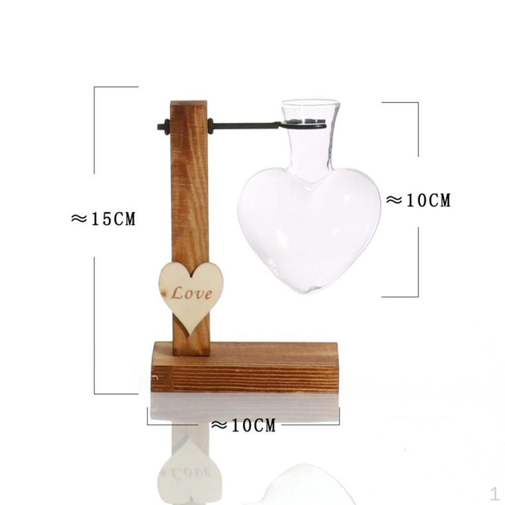 

Heart Shape Vase Terrarium W/Wooden Stand