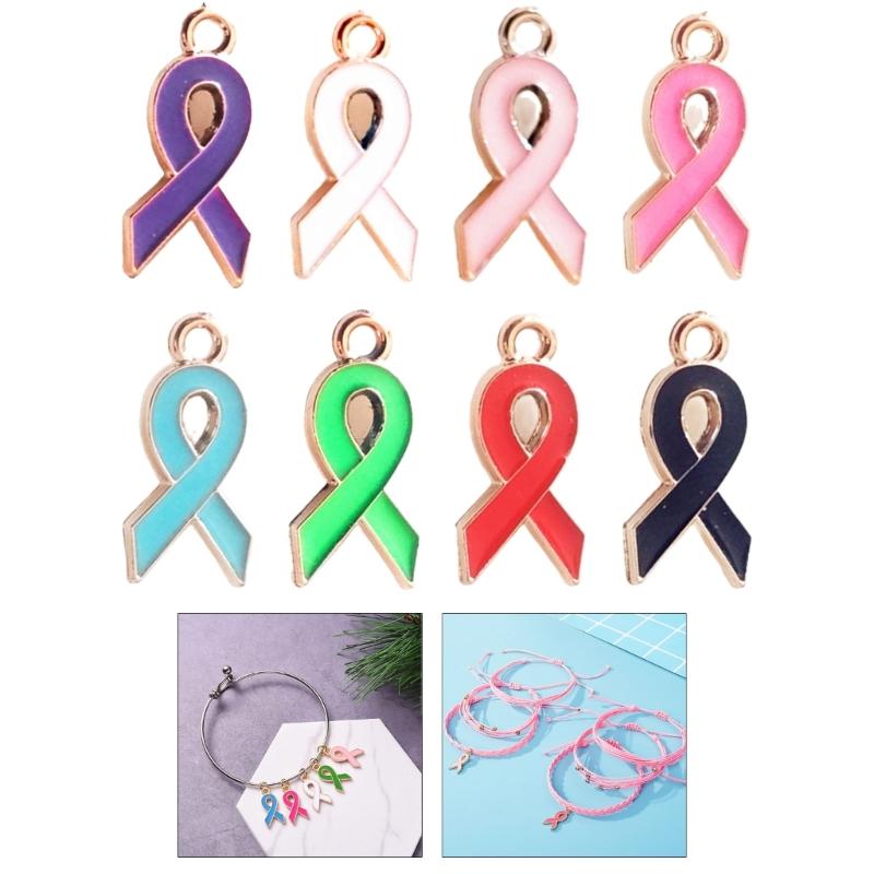 100Pack Heart Ribbon Accessor for DIY Jewelry Durable Awareness Ribbon Charm Jewelry Findings Mixed Color Ribbon Pendant