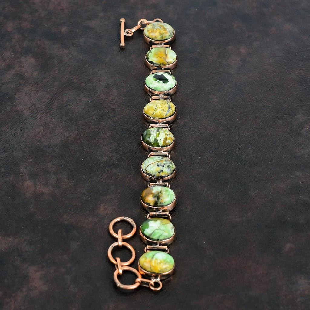 Australischer Chrom Chalcedon Armreif Kupferarmreif Verstellbarer Kettenarmreif Handgefertigter Armreif Kupferschmuck Edelsteinarmband Für Geschenke
