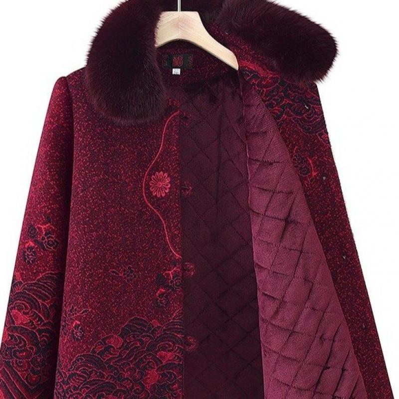 Woolen Jacket, Piled and Thickened Winter Clothing Women's Clothes To Keep Warm, Aged 0 Old Ladies