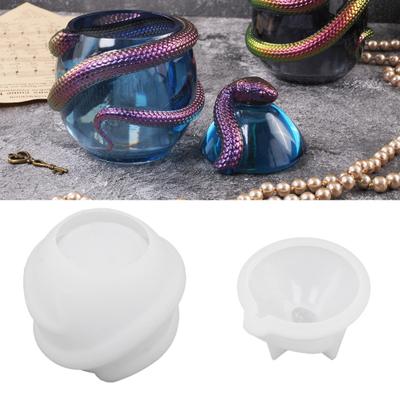 1 Set Snake Egg Jar Silicone Mold Clay Gypsum Cement Epoxy Resin Casting Mold DIY Crafts Snake Egg Shape Storage Box Ornament Making Mould