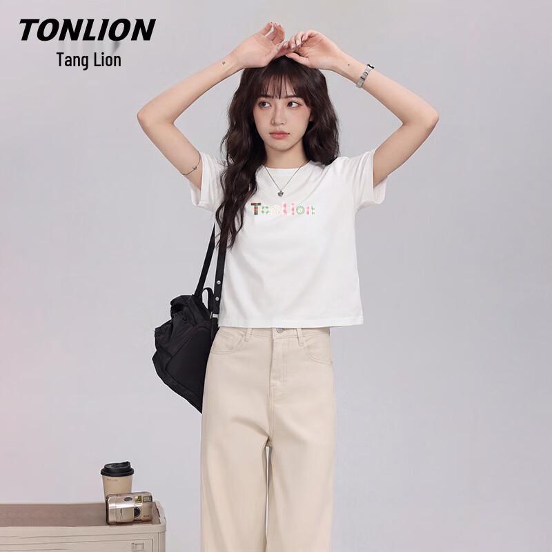TonLion Women s Cotton Slim Fit Round Neck Tee L