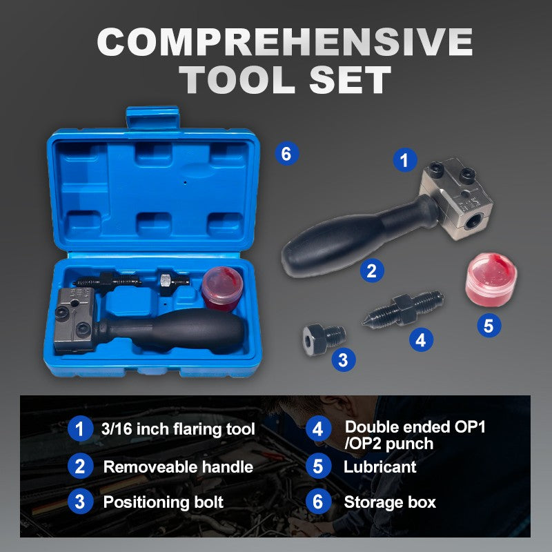 Automotive Brake Pipe Flaring Tool Kit 3/16'' Double Flare Adapter 45-Degree Universal Brake Line Flare Tools Car Repair Tool