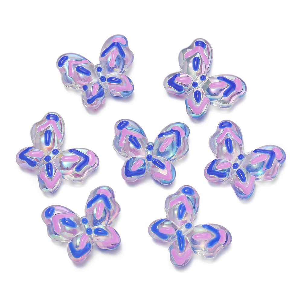 1Pcs Acrylic Hand-Painted Butterfly Beads Colorful Loose Beads for DIY Bracelet Phone Chain Jewelry Making Supplies Findings