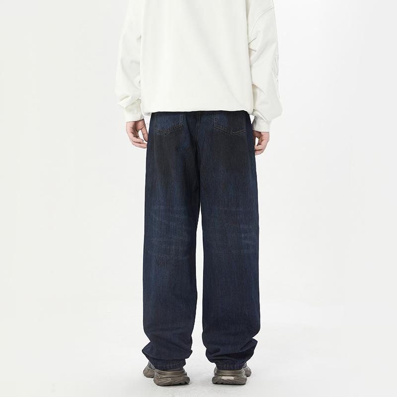 Autumn New American Dirty Jeans Men and Women with Wide-leg Pants.