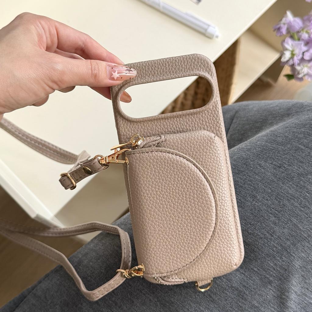 Crossbody Long Lanyard Leather Cards Solt Wallet Case For Google Pixel 10 Pro XL 9A 9 8 8A 7A 7 Built In Makeup Mirror Cover