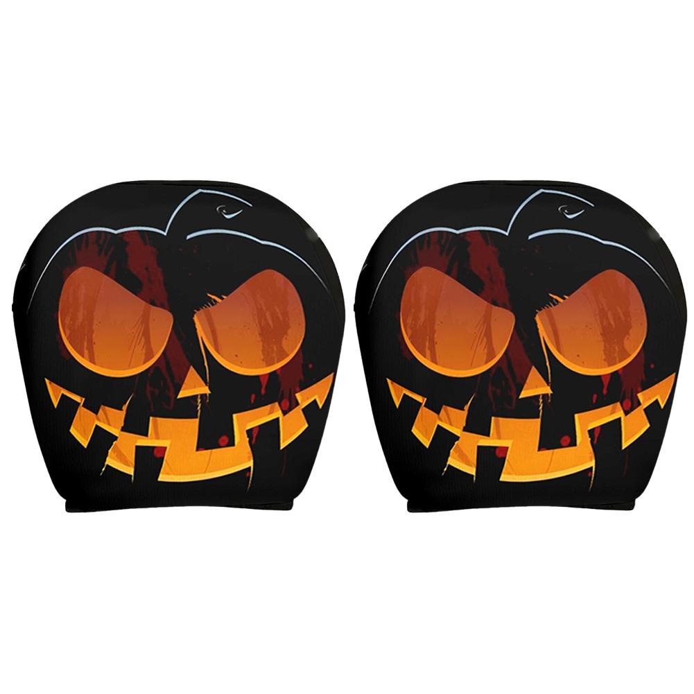 2PCS Funny Halloween Car Headrest Cover Decor Big-eyed Cartoon Print Headrest Cover Creative Car Seat Headcover