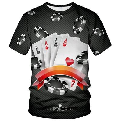 Lustiges Herren-Neuheits-T-Shirt mit 3D-Drucken, Poker-Grafiken, Shorts-Casual-T-Shirt, Streetwear-Herrenbekleidung