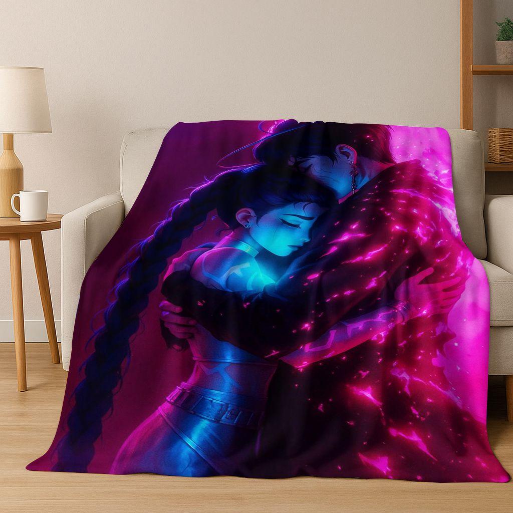 Kpop Demon Hunters Rumi Mira Zoey Music Cartoon Cute Flannel Blanket Soft Warm Blanket for Bedroom Living Room Bed Picnic Gift