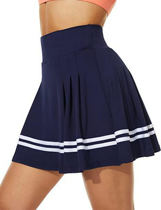 Women's Pleated Tennis Skirt with Pockets and Built-in Shorts - High-Elastic Golf Sports Skort