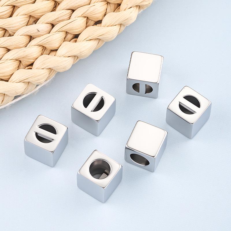 Labubu Polished Stainless Steel Square Pendant Bead for DIY Jewelry - Customizable Logo