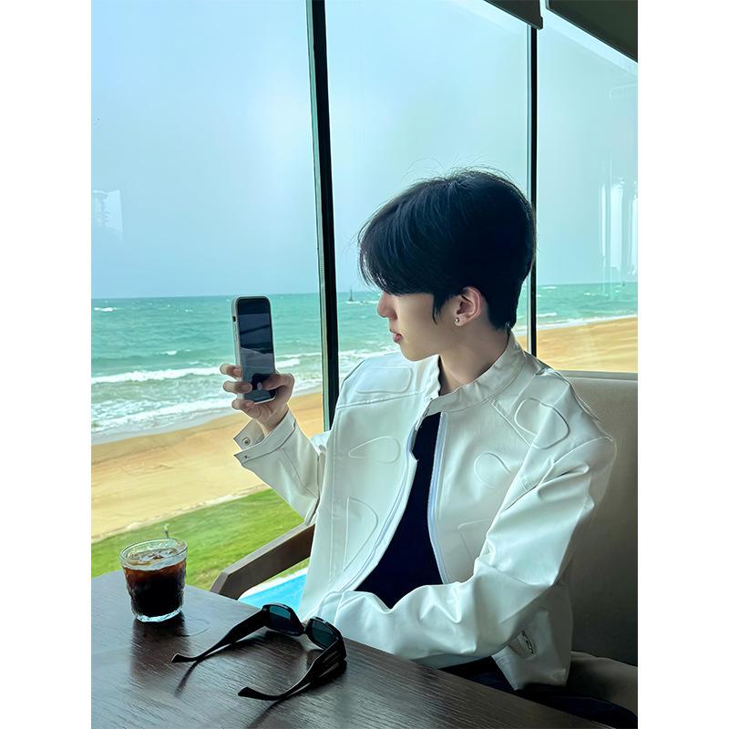 

Cleanfit кожаная куртка с короткими плечами и подплечниками мужская весенне-осенняя американская ретро-локомотивная одежда высококлассная куртка со стойкой 3XL белый