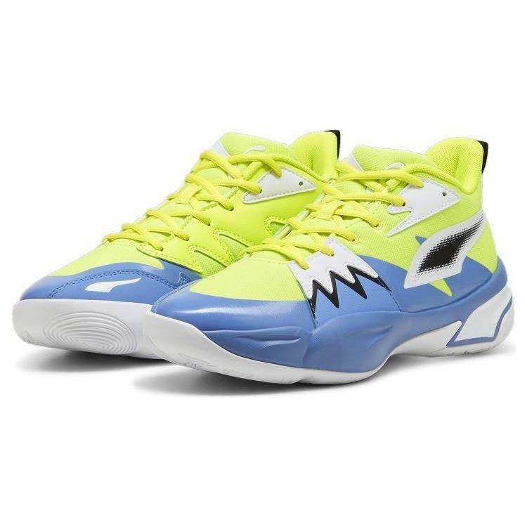 Puma Genetics Round Toe Lace-Up Non-Slip Wear-Resistant Low-Top Basketball Shoes Unisex Sneaker Yellow Blue 379905-02