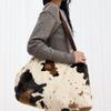 Damen Kuhmuster Plüsch-Tragetasche Große Kapazität Kunstpelz Schulter-Handtasche Modischer Weicher Shopper