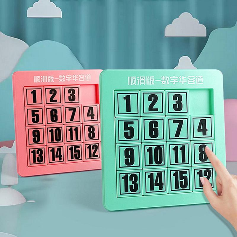 Children Montessori Toys Digital Slide Jigsaw Puzzle Number Huarong Road Board Math Game Klotski Toy Kids Gifts