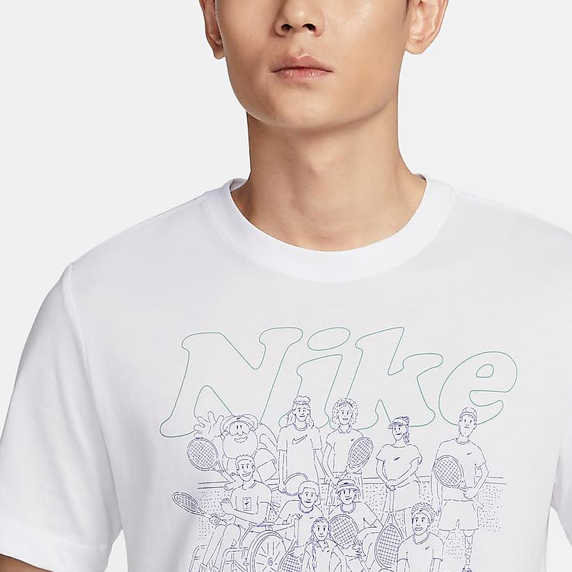 Nike T Shirts Men's White Crew Neck Moderate Straight Fit FV8433-100