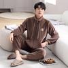 Men'S Pajamas Autumn And Winter Fleece Thickened Coral Fleece Suit Autumn And Winter Flannel Can Be Worn Outside Large Size Loungewear