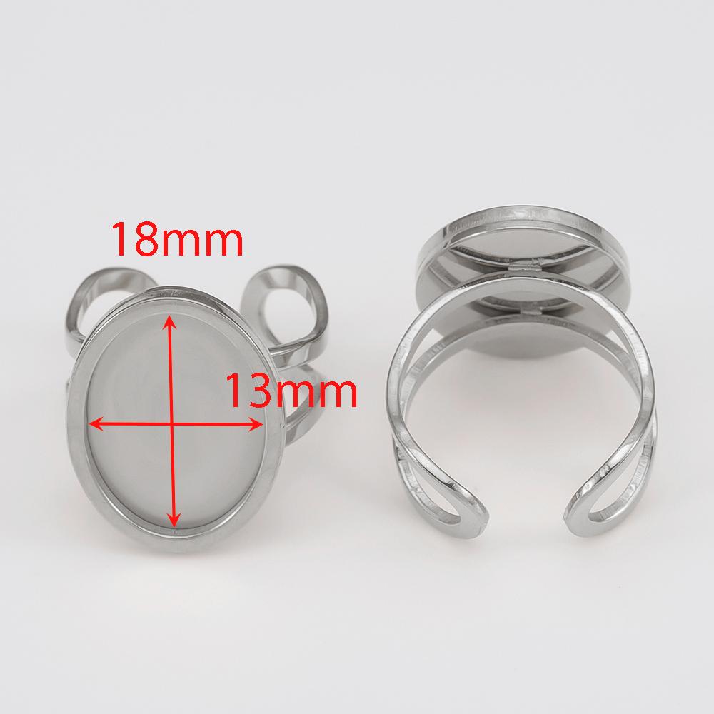 4pcs 10-25mm Round Stainless Steel Open Ring Settings Blank Trayer Ring Bases Cabochon Craft Supplies for Bezel Jewelry Making